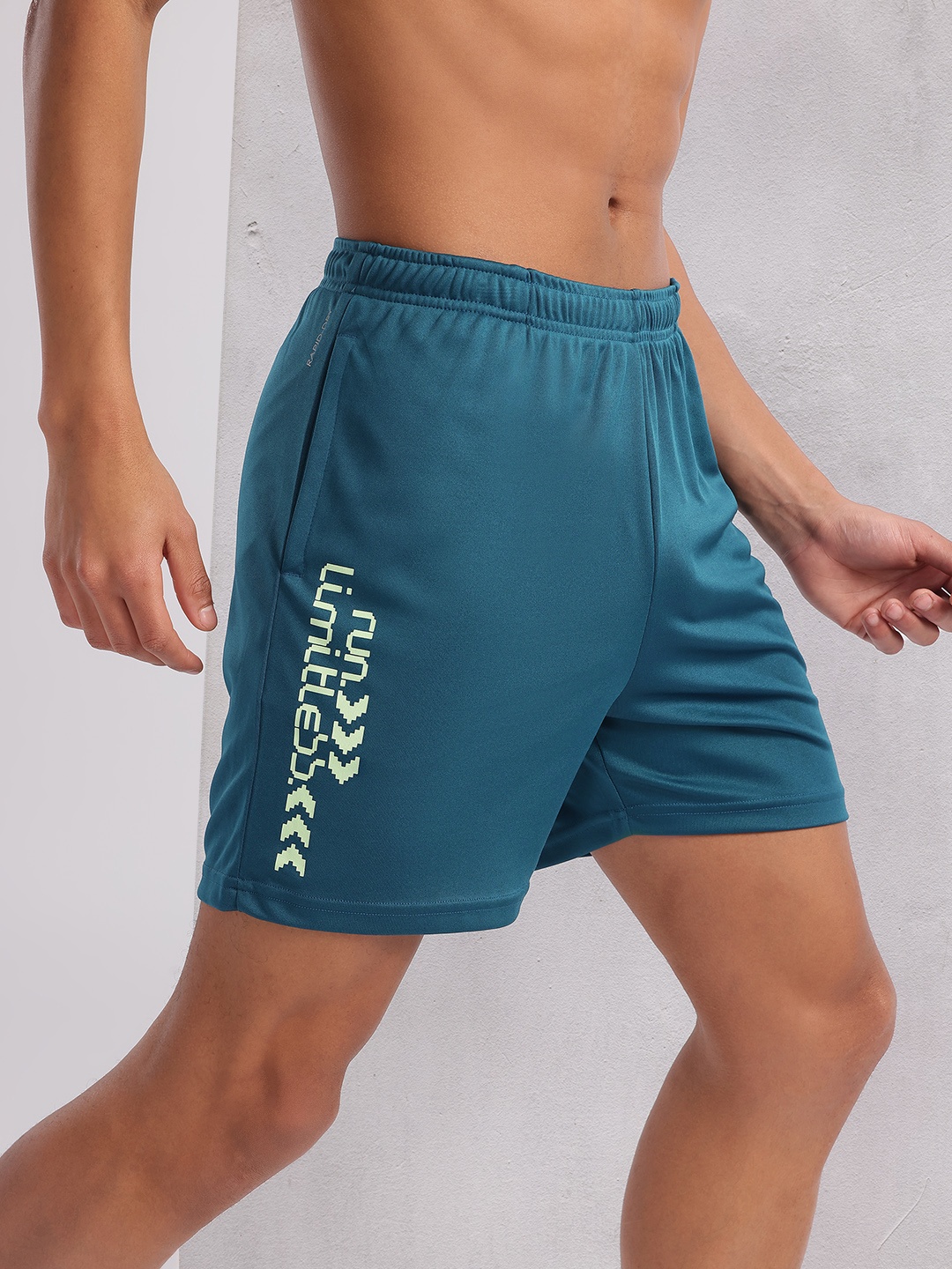 

HRX by Hrithik Roshan Typography Print Rapid-Dry Running Shorts, Teal