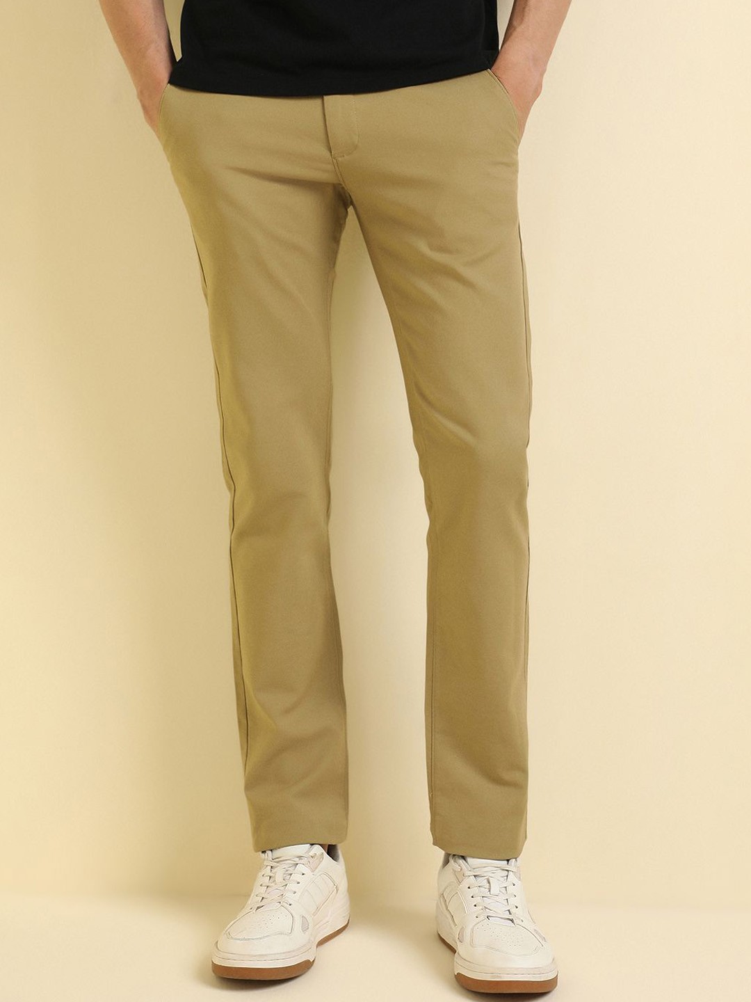 

Allen Solly Men Slim Fit Trousers, Khaki