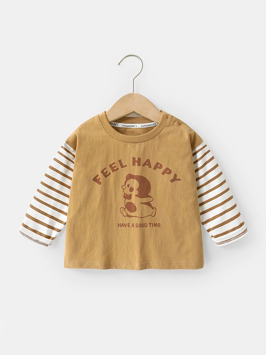 

LULU & SKY Girls Graphic Printed Round Neck Cotton Relaxed Fit T-shirt, Camel brown