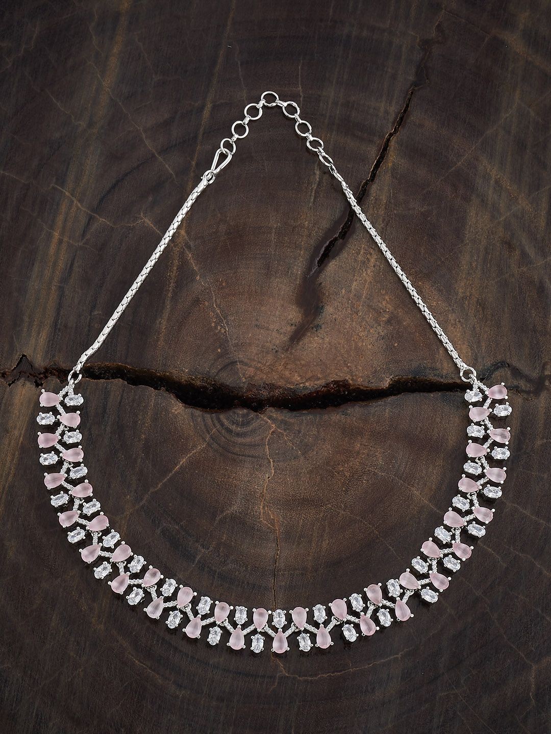 

Kushal's Fashion Jewellery Rhodium-Plated Party Zircon Necklace, Silver
