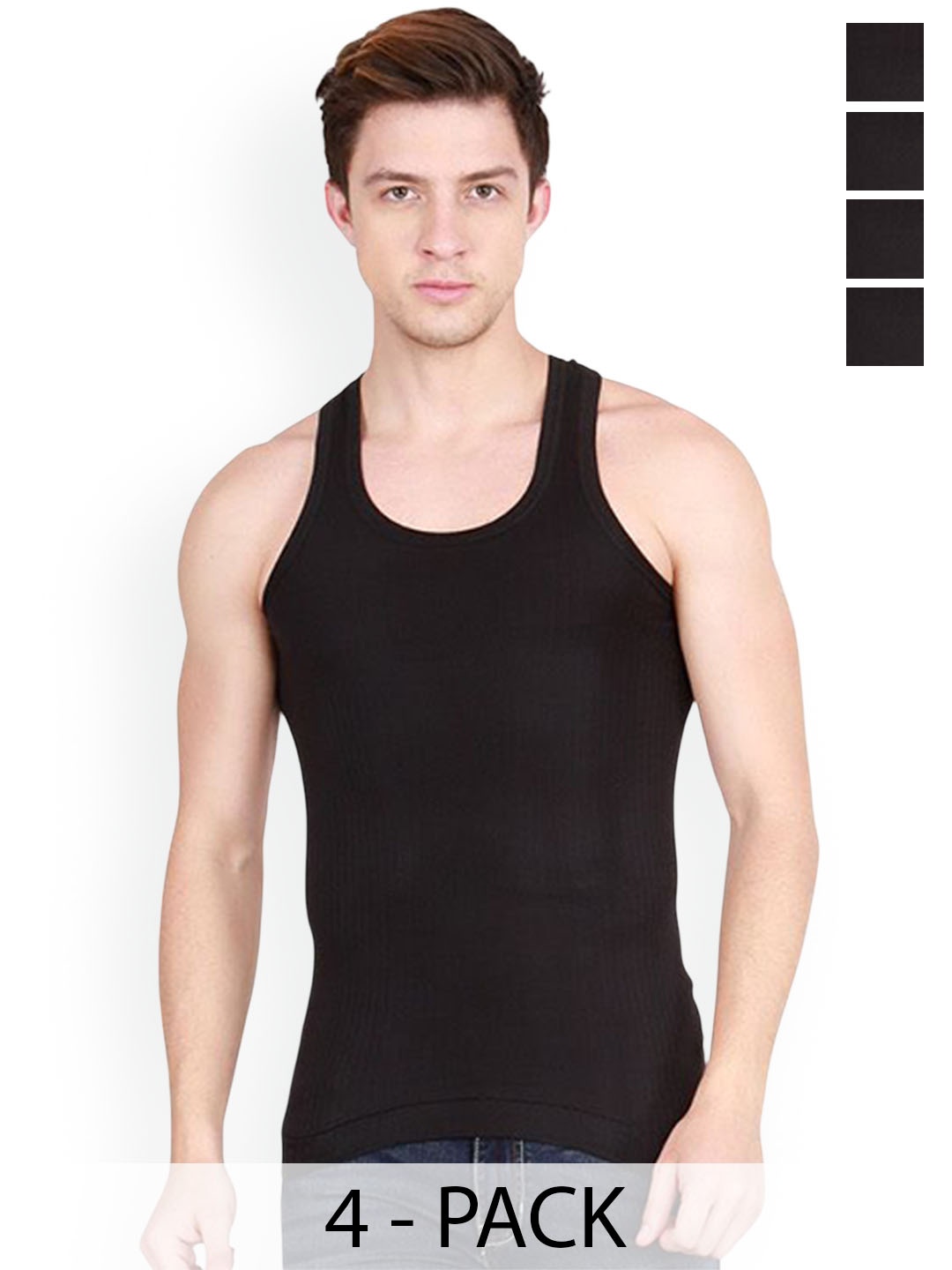 

Rupa Set Of 4 Cotton Undershirt Vests Frontline-Xing-Black-RN-4-95