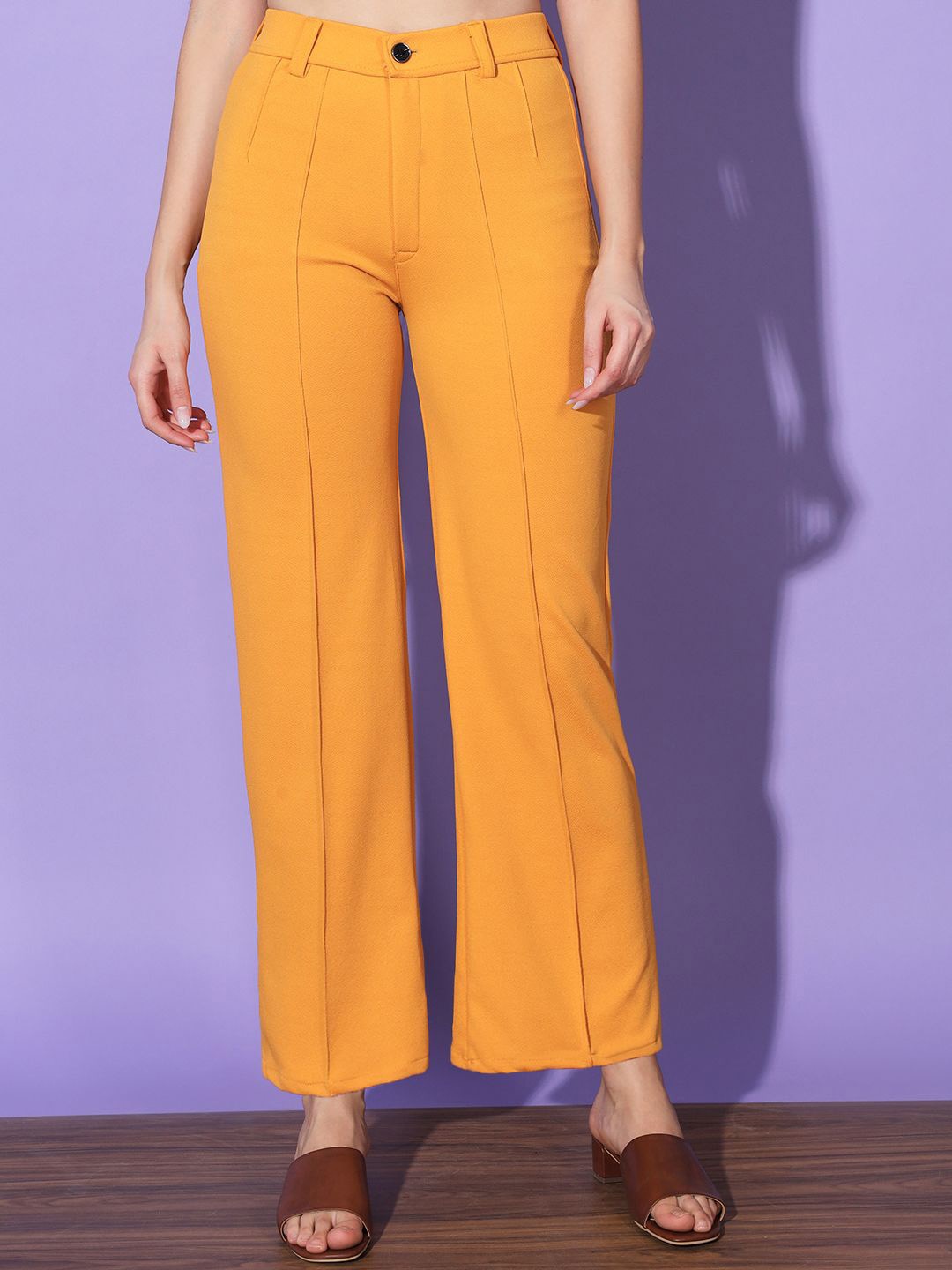 

BUY NEW TREND Women Comfort High-Rise Pleated Formal Trouser, Yellow
