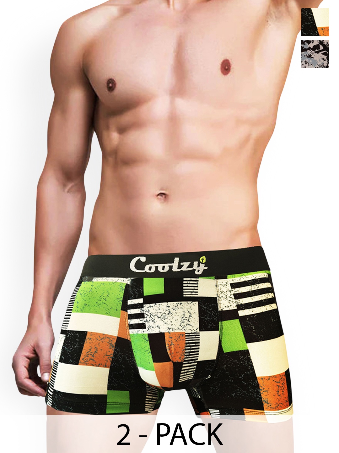 

Coolzy Pack Of 2 Printed Trunk RUCPTN2K001-S, Black