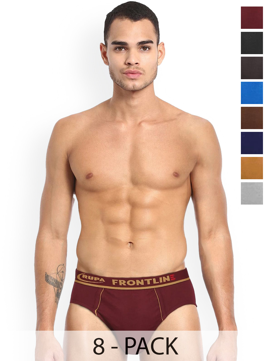 

Rupa Pack Of 8 Assorted Pure Cotton Basic Briefs - Frontline-Expando-Plain-8--75
