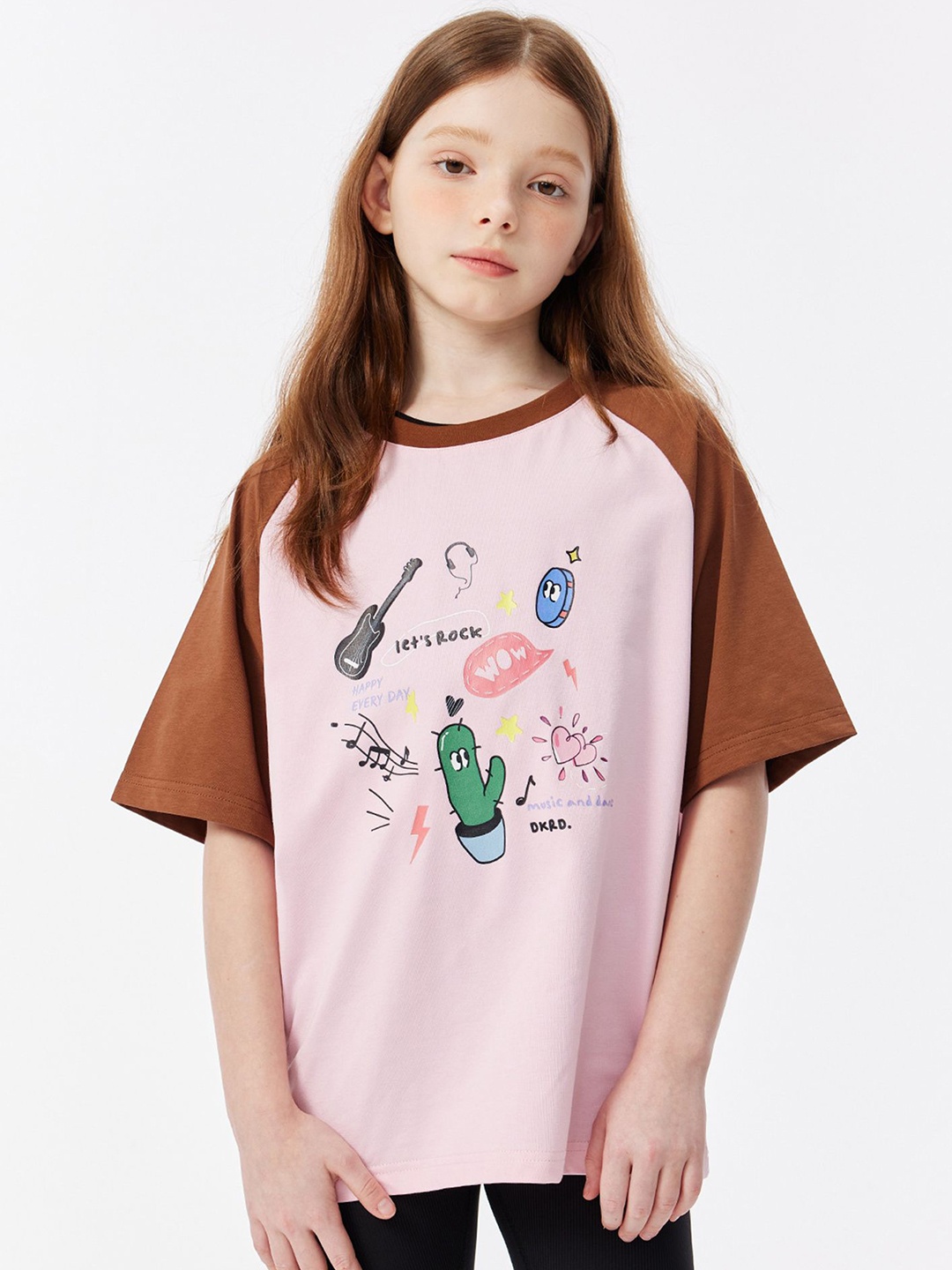 

LULU & SKY Girls Graphic Printed Round Neck Cotton Oversized T-shirt, Lavender