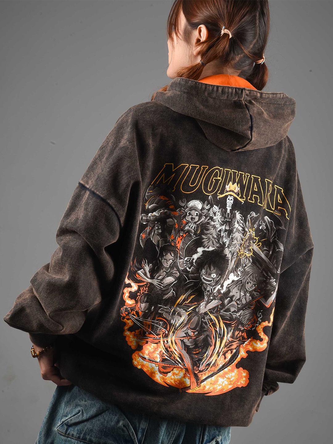 

COMICSENSE Men Printed Hooded Pullover Cotton Sweatshirt, Rust