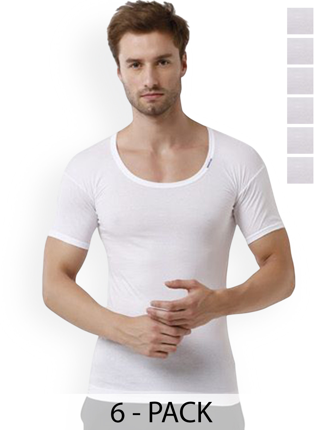 

Rupa Men Pack Of 6 Cotton Vests VANumber - Frontline-White-Vest-RNS-6-95