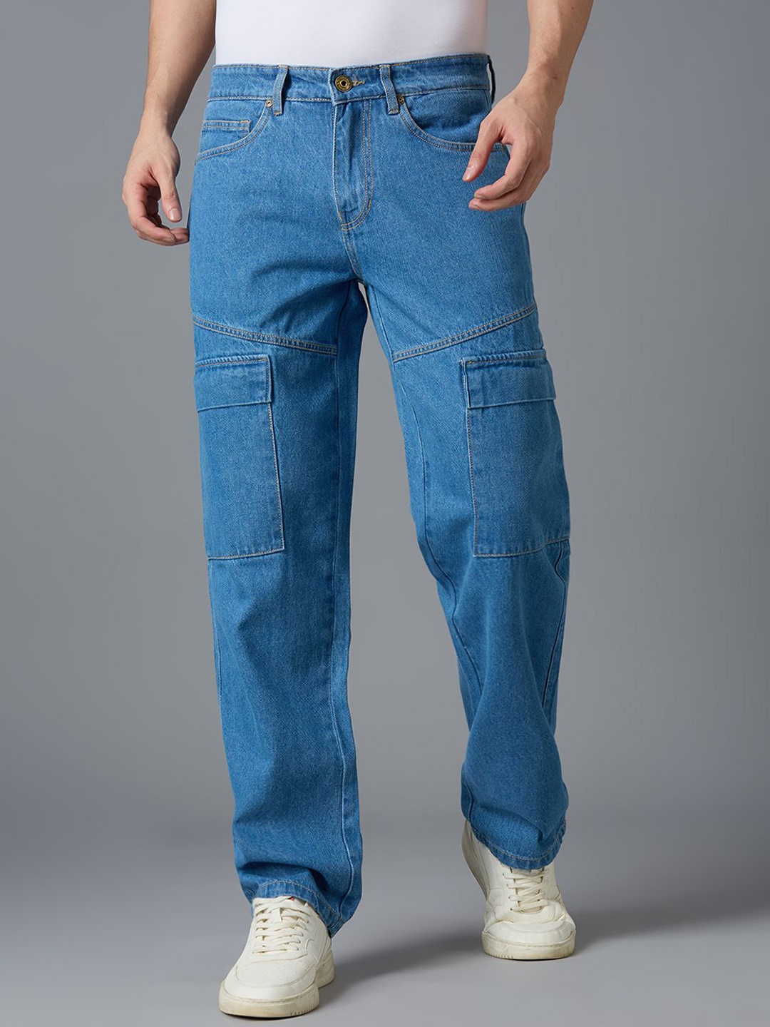 

TCI Men Relaxed Straight Leg Straight Fit Cargo Trouser, Blue