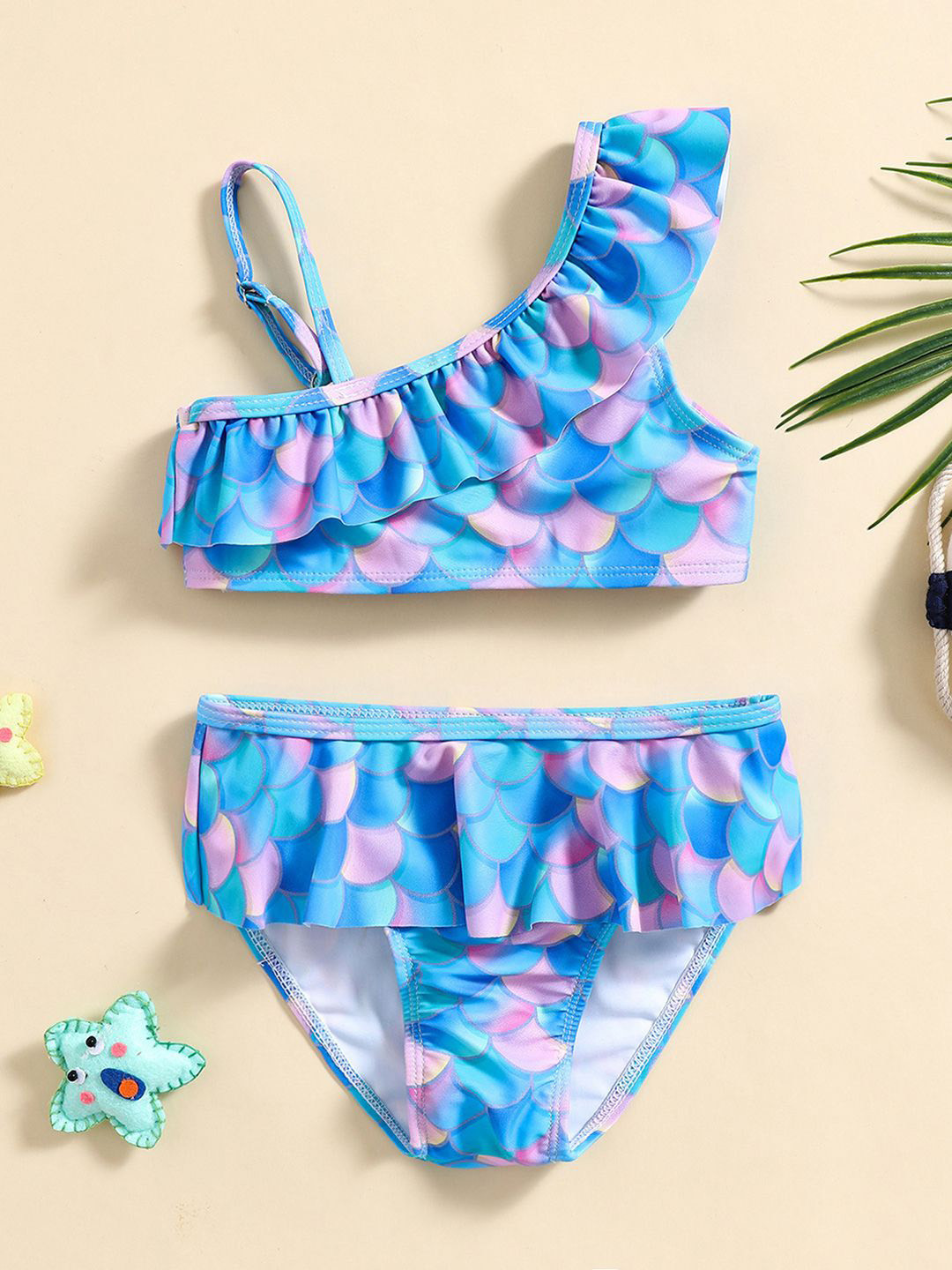 

YK Girls Printed Swim Set, Blue