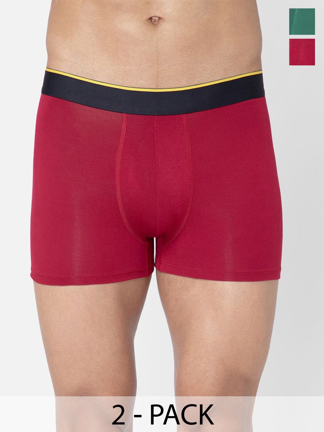 

Bummer Pack Of 2 Men's Solid Micro Modal Trunks Underwear, Red