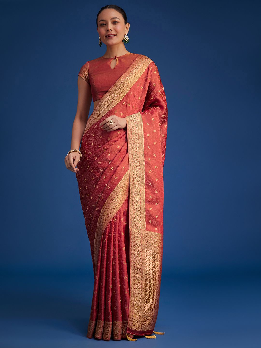 

KALKI Fashion Woven Design Zari Saree, Red
