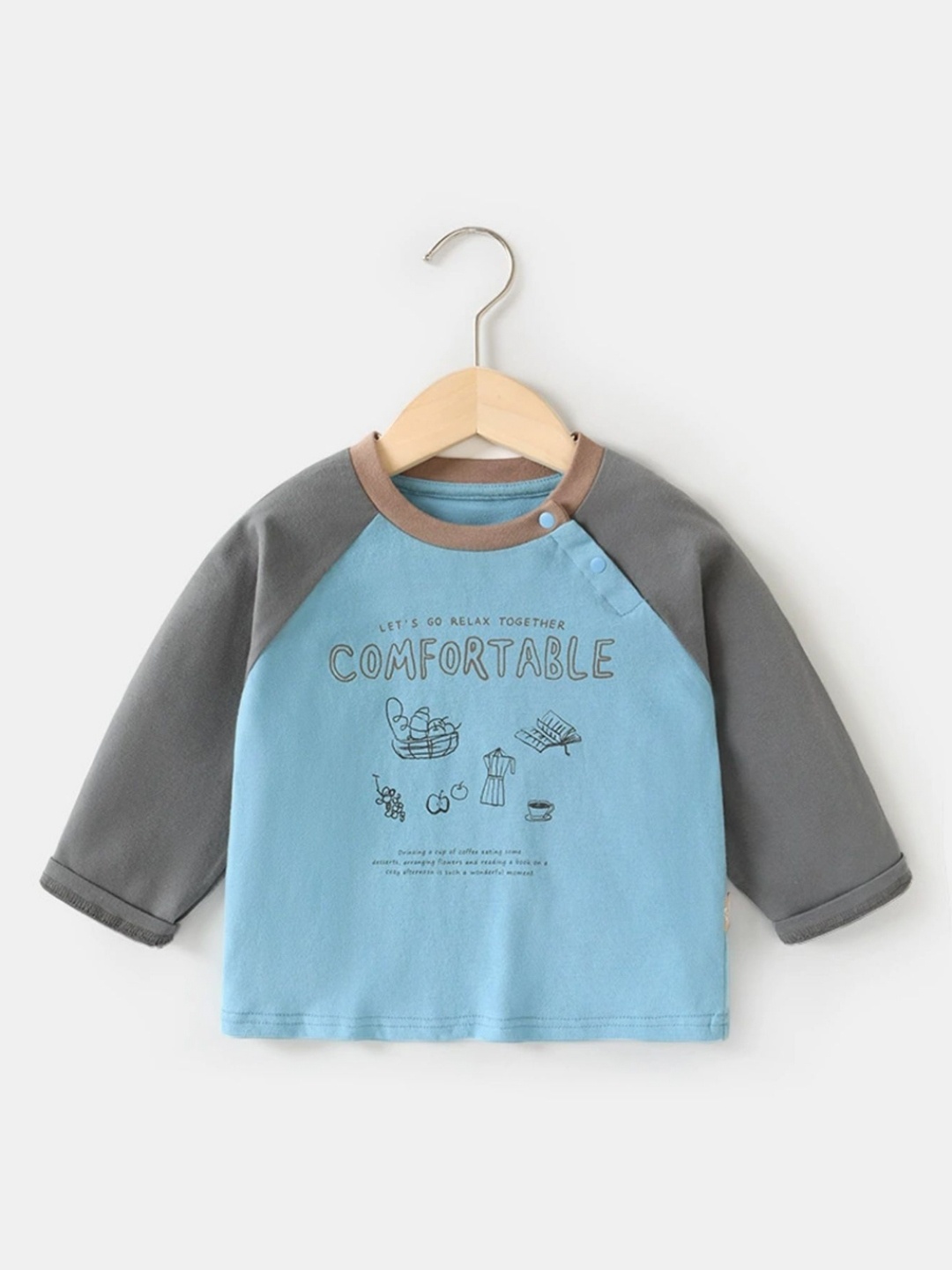 

LULU & SKY Girls Graphic Printed Round Neck Cotton Oversized T-shirt, Blue