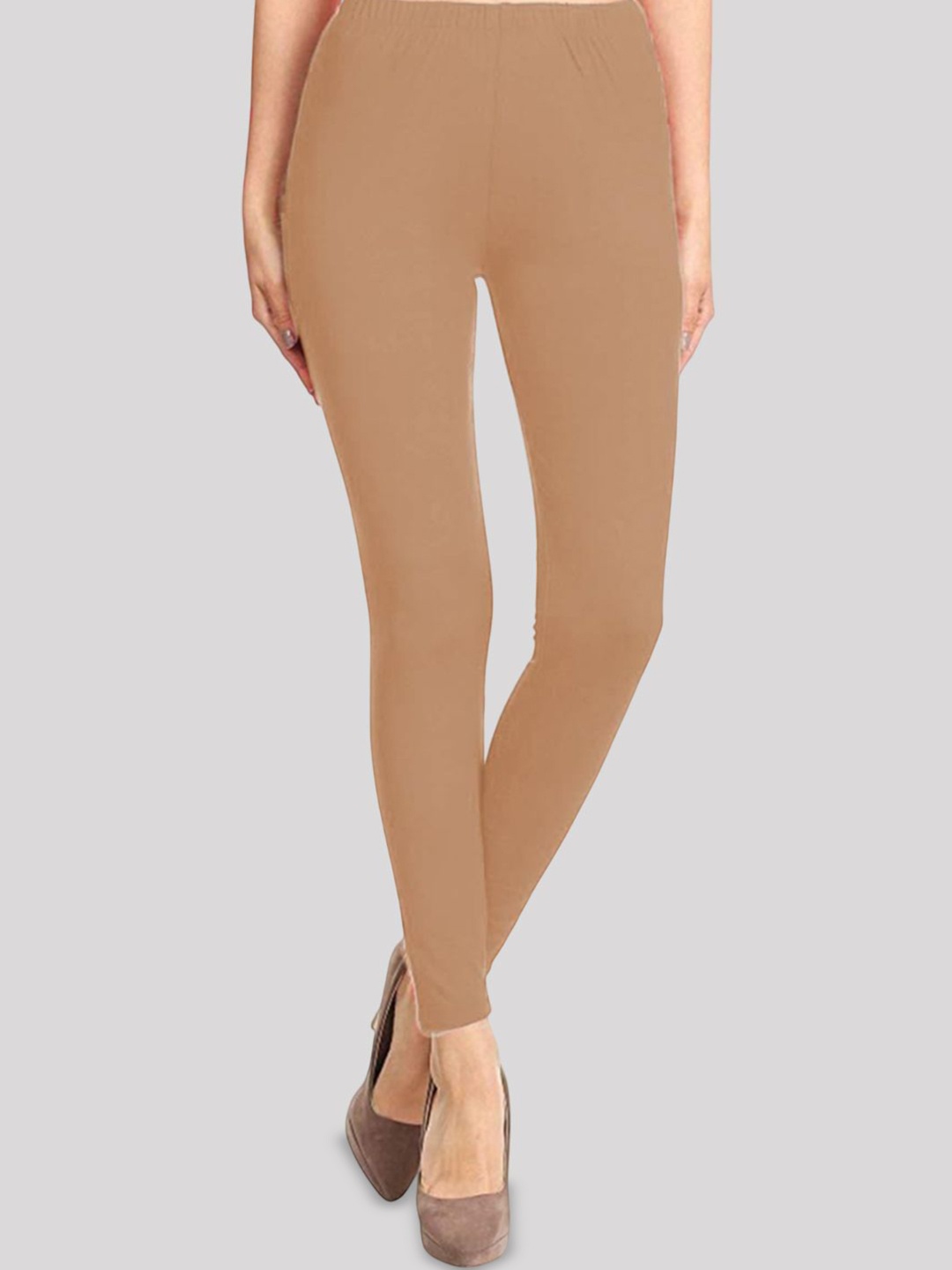 

Jaanvi Women Cotton Slim Fit Stretch Ankle Length Leggings, Beige