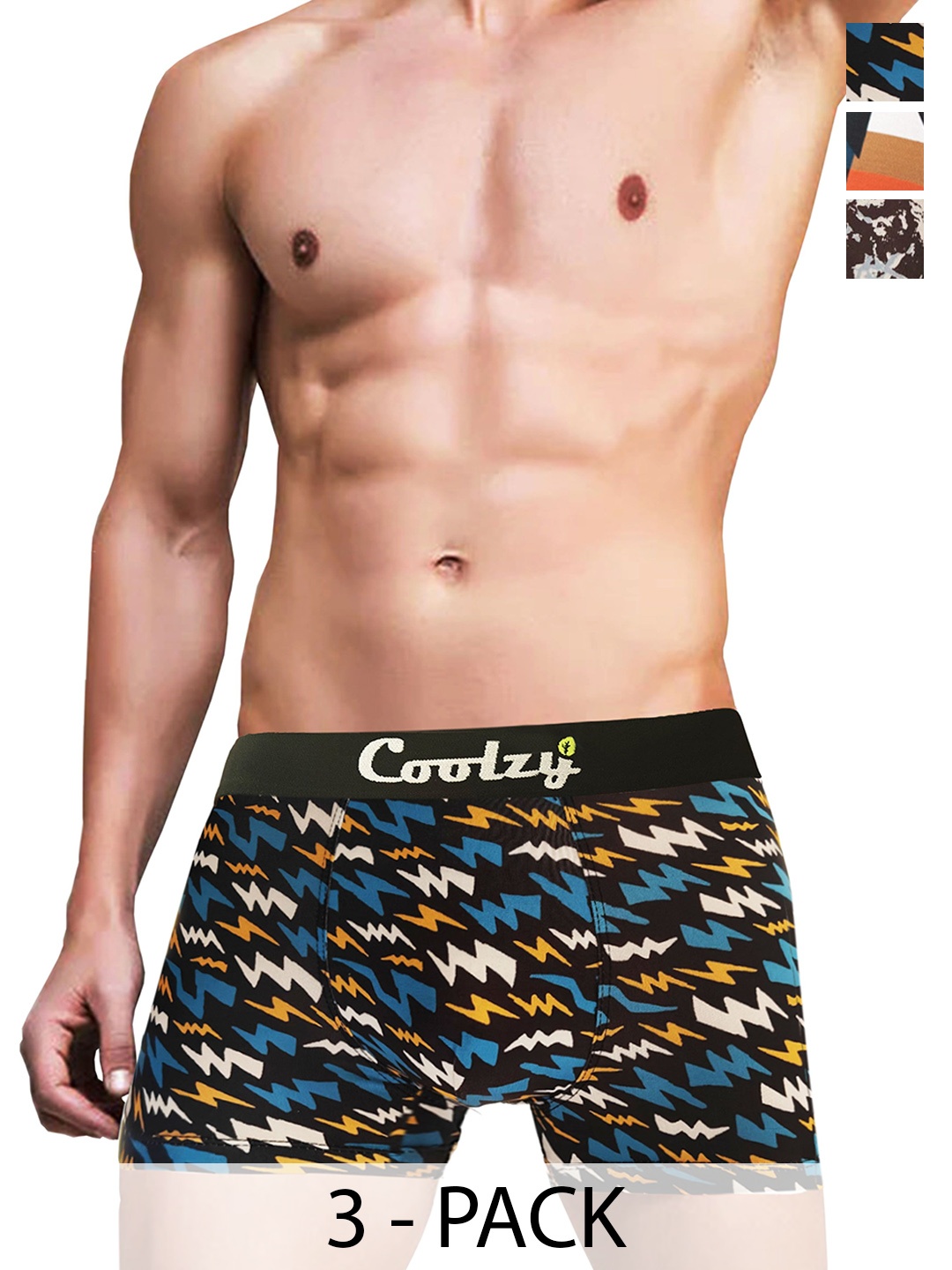

Coolzy Pack Of 3 Printed Trunk RUCPTN3K021-S, Black