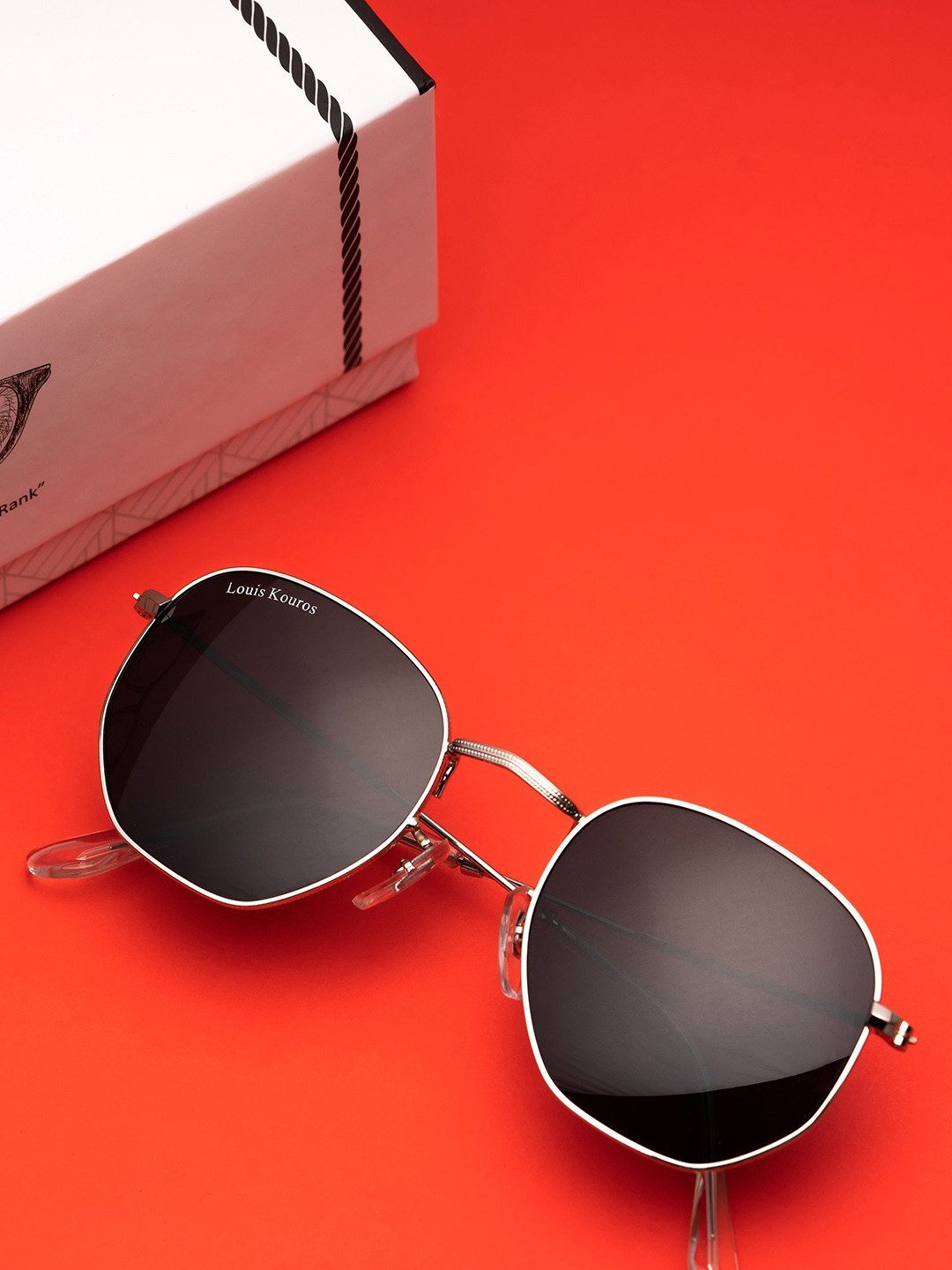 

LOUIS KOUROS Unisex Other Sunglasses with UV Protected Lens SUN-LK-3548-BLK1SIL-M, Black