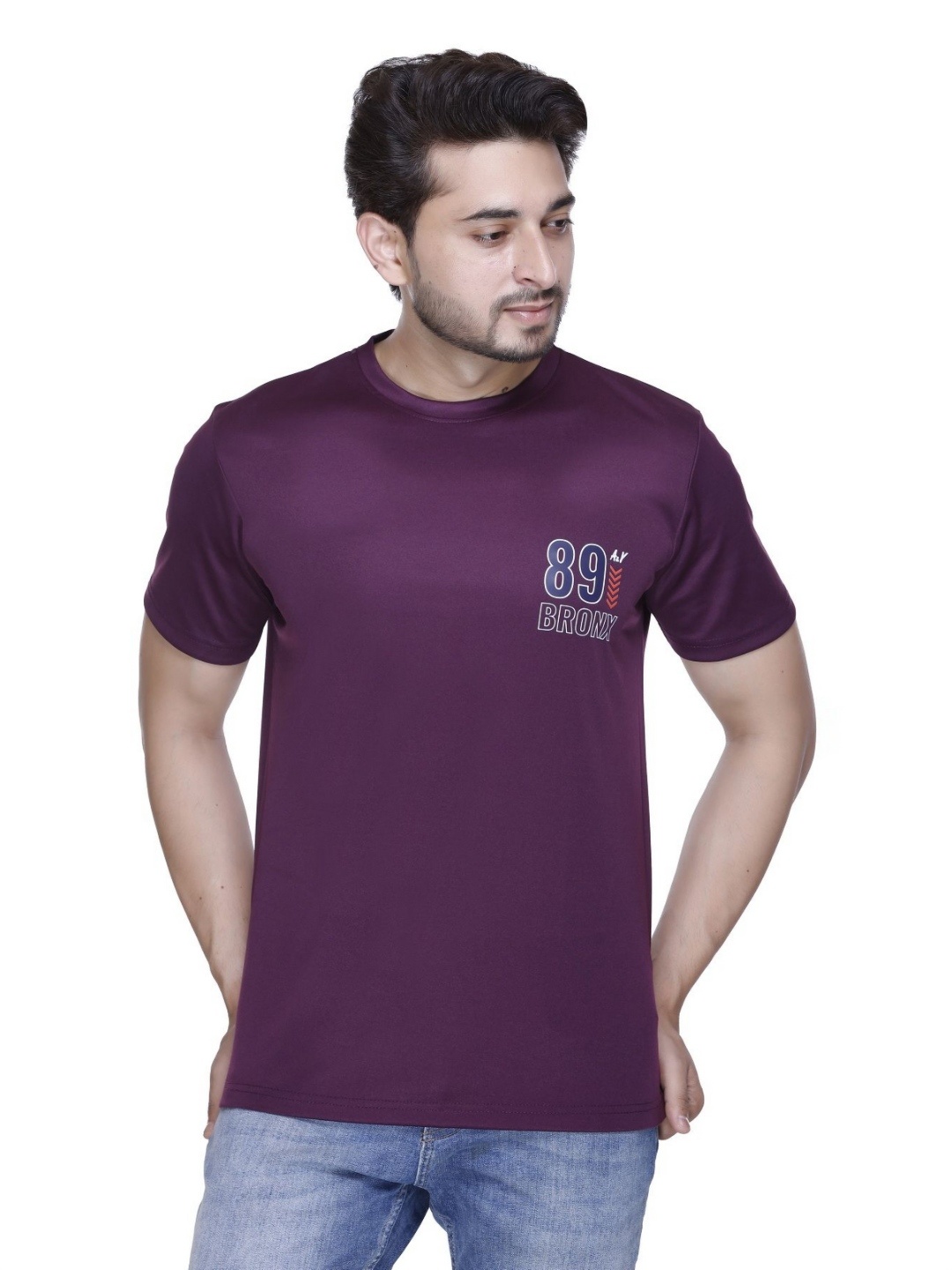 

A & Y Men Graphic Printed Round Neck Cotton T-shirt, Purple