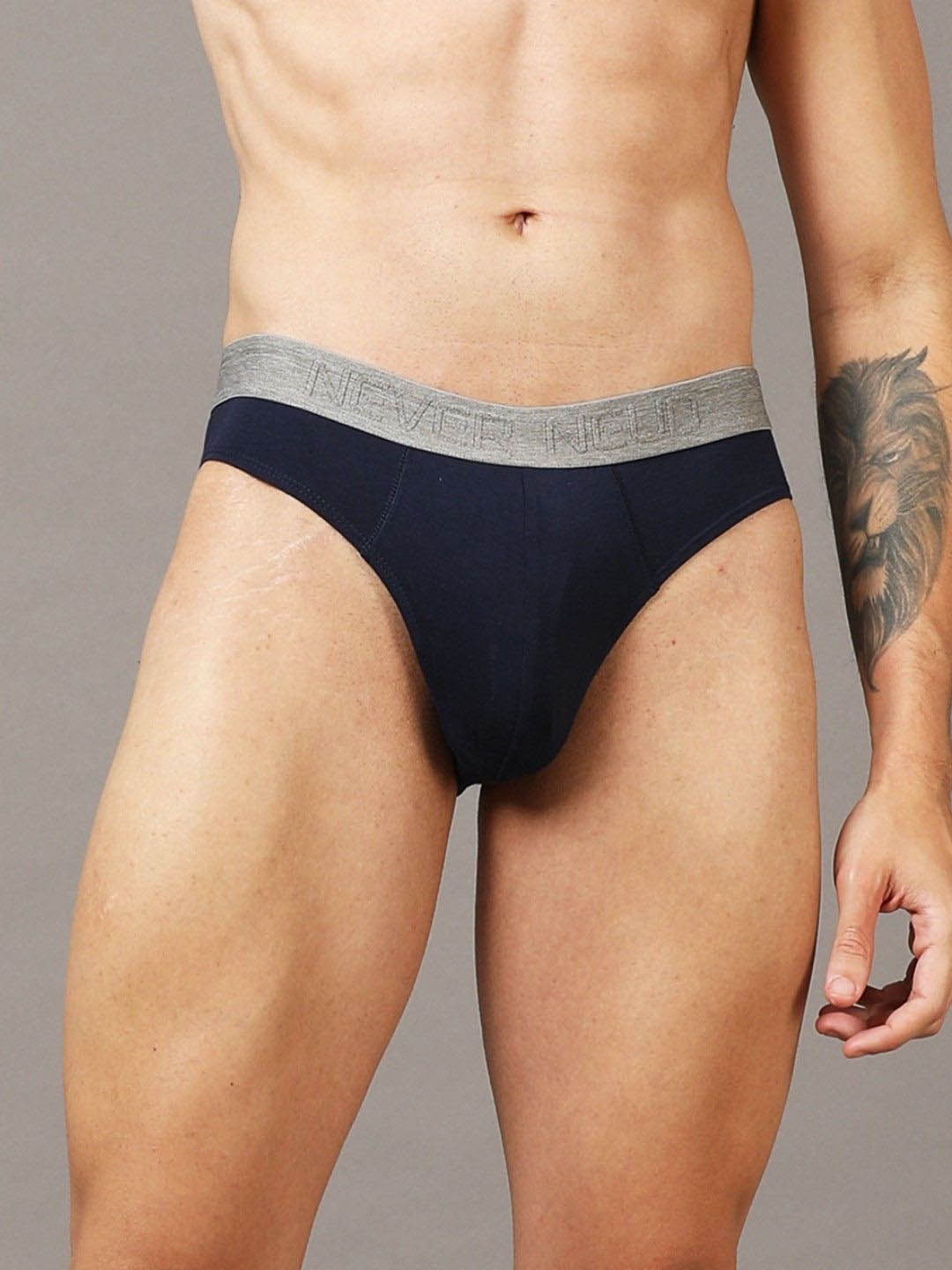 

NEVER NEUD Mid-Rise Anti-Bacterial Basic Briefs NN01-M1301-S, Navy blue