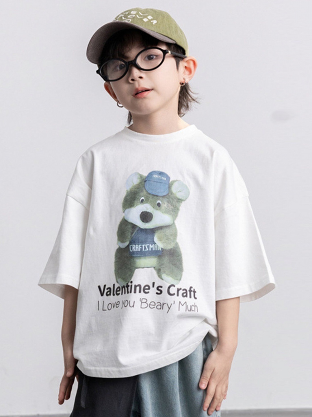 

LULU & SKY Boys Graphic Printed Round Neck Cotton Oversized T-shirt, White