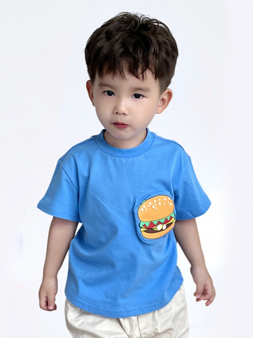 

LULU & SKY Boys Graphic Printed Round Neck Cotton Oversized T-shirt, Blue