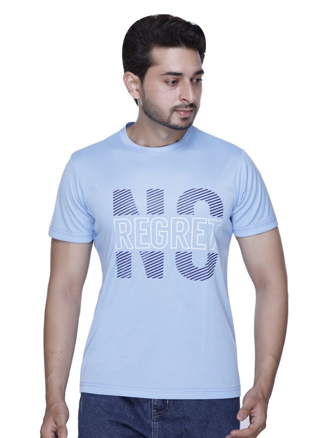 

A & Y Men Typography Printed Round Neck Cotton T-shirt, Blue