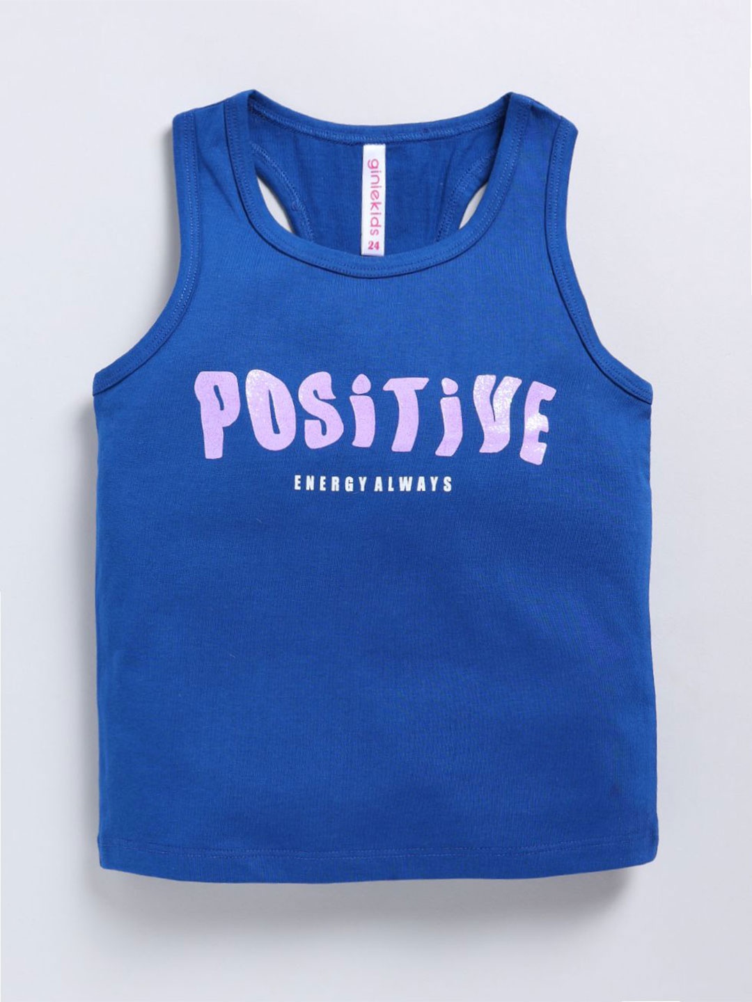 

Ginie Girls Typography Printed Scoop Neck Top, Navy blue