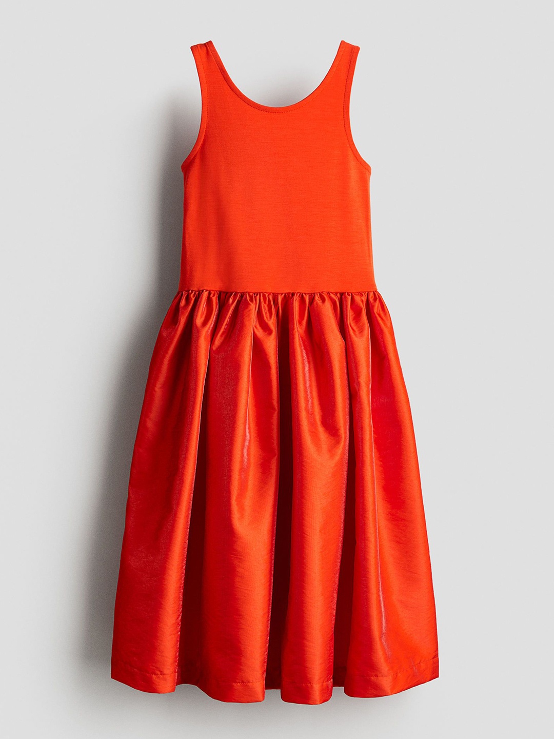 

H&M Satin-Skirt Jersey Dress, Orange