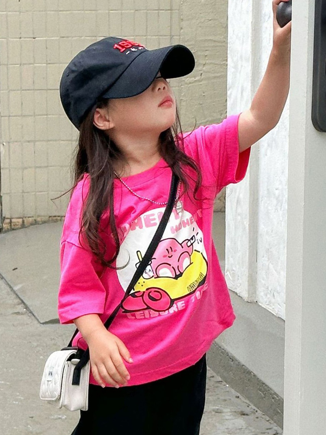 

LULU & SKY Girls Graphic Printed Round Neck Cotton T-shirt, Fuchsia