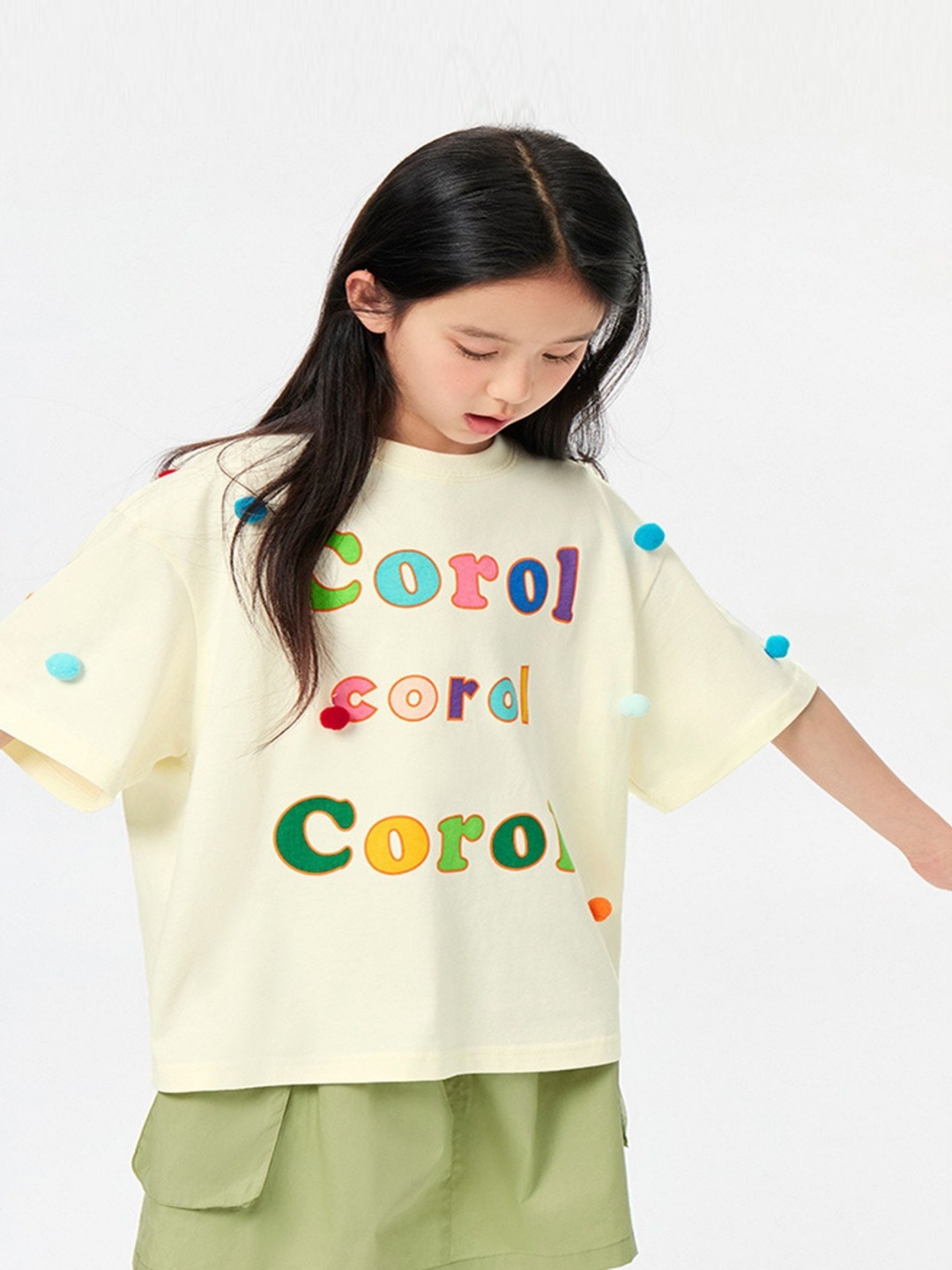 

LULU & SKY Girls Typography Printed Round Neck Cotton Oversized T-shirt, Yellow