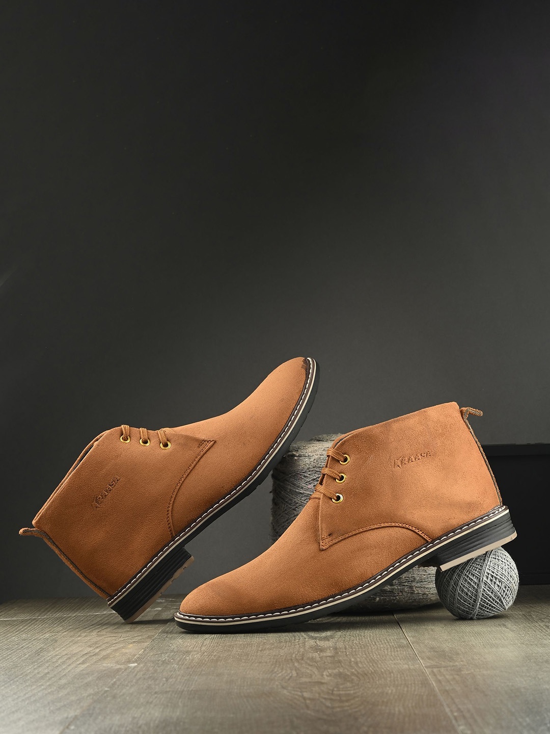 

KRAASA Men Suede Lace-Ups Boat Shoes, Brown