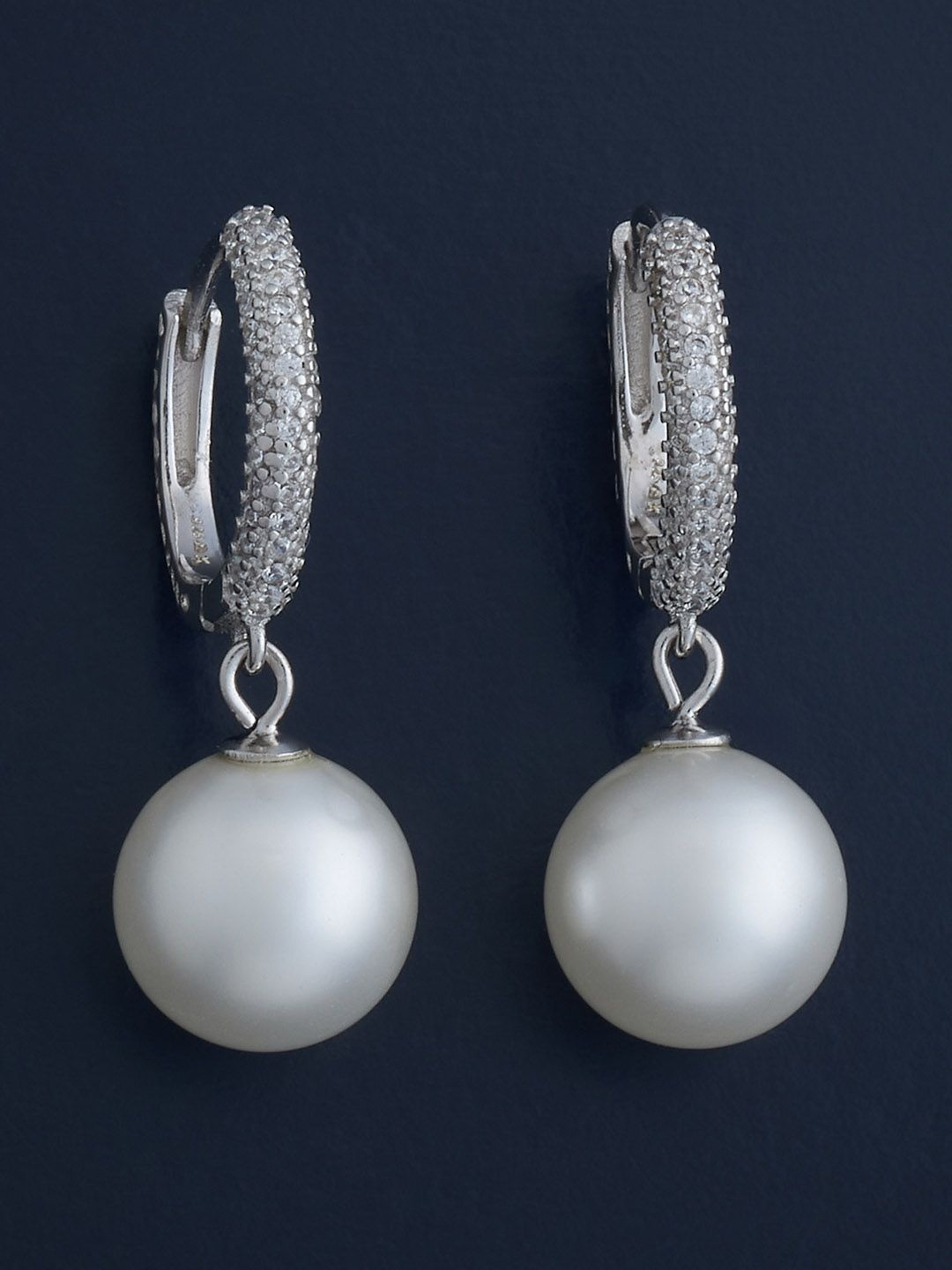 

Kushal's Fashion Jewellery 92.5 Silver Rhodium-Plated Classic Hoop Earrings