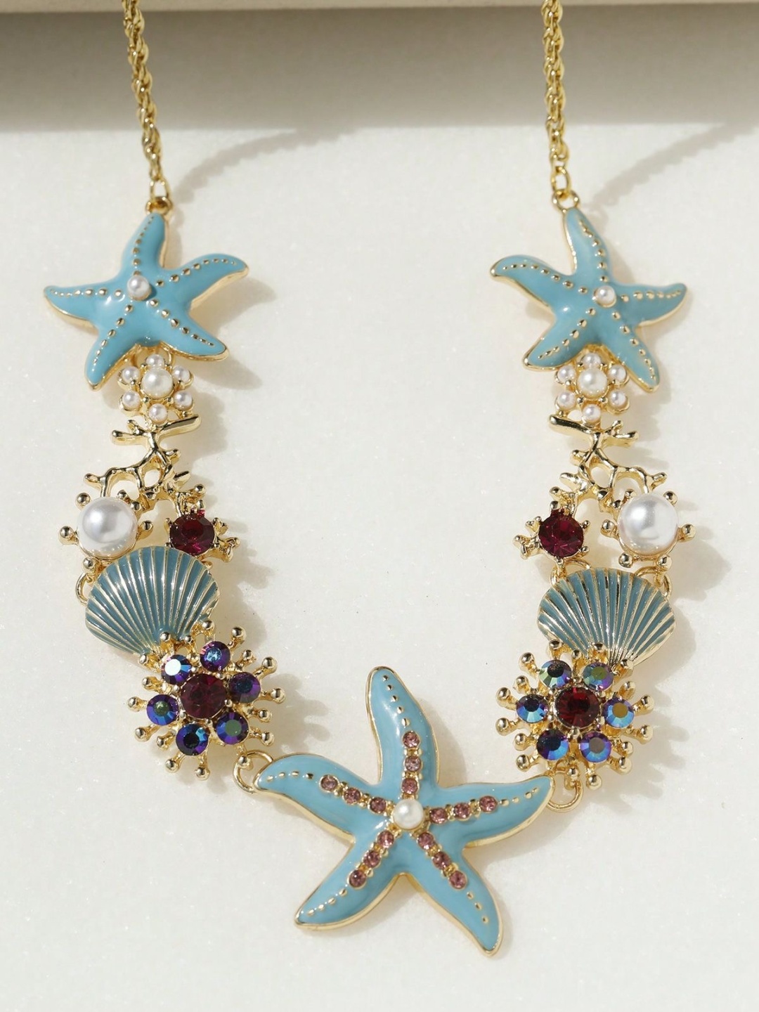 

Just Lil Things Stone Studded & Beaded Necklace, Gold