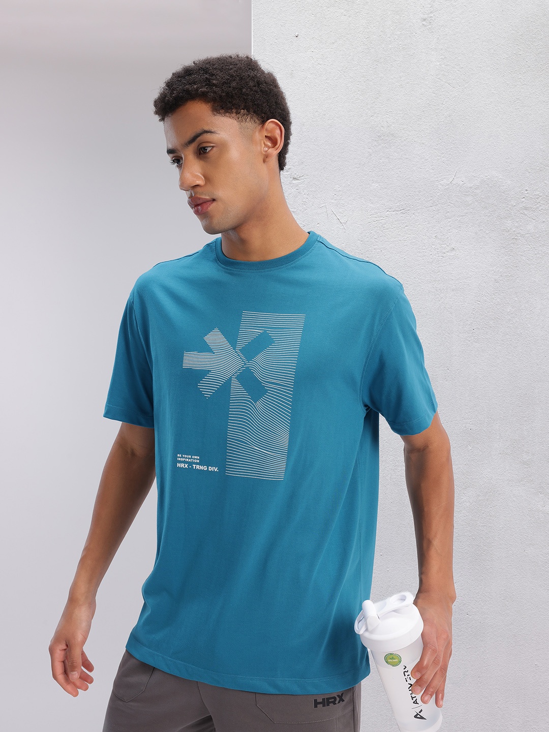 

HRX by Hrithik Roshan Brand Logo Print Training T-shirt, Teal