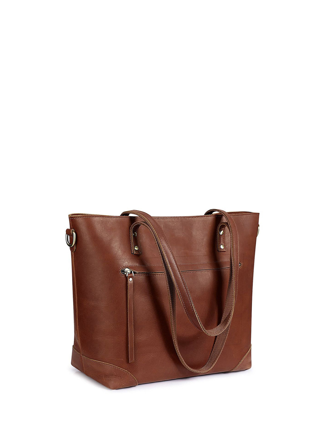

INKMILAN Women Solid Structured Leather Shoulder Bag, Coffee brown