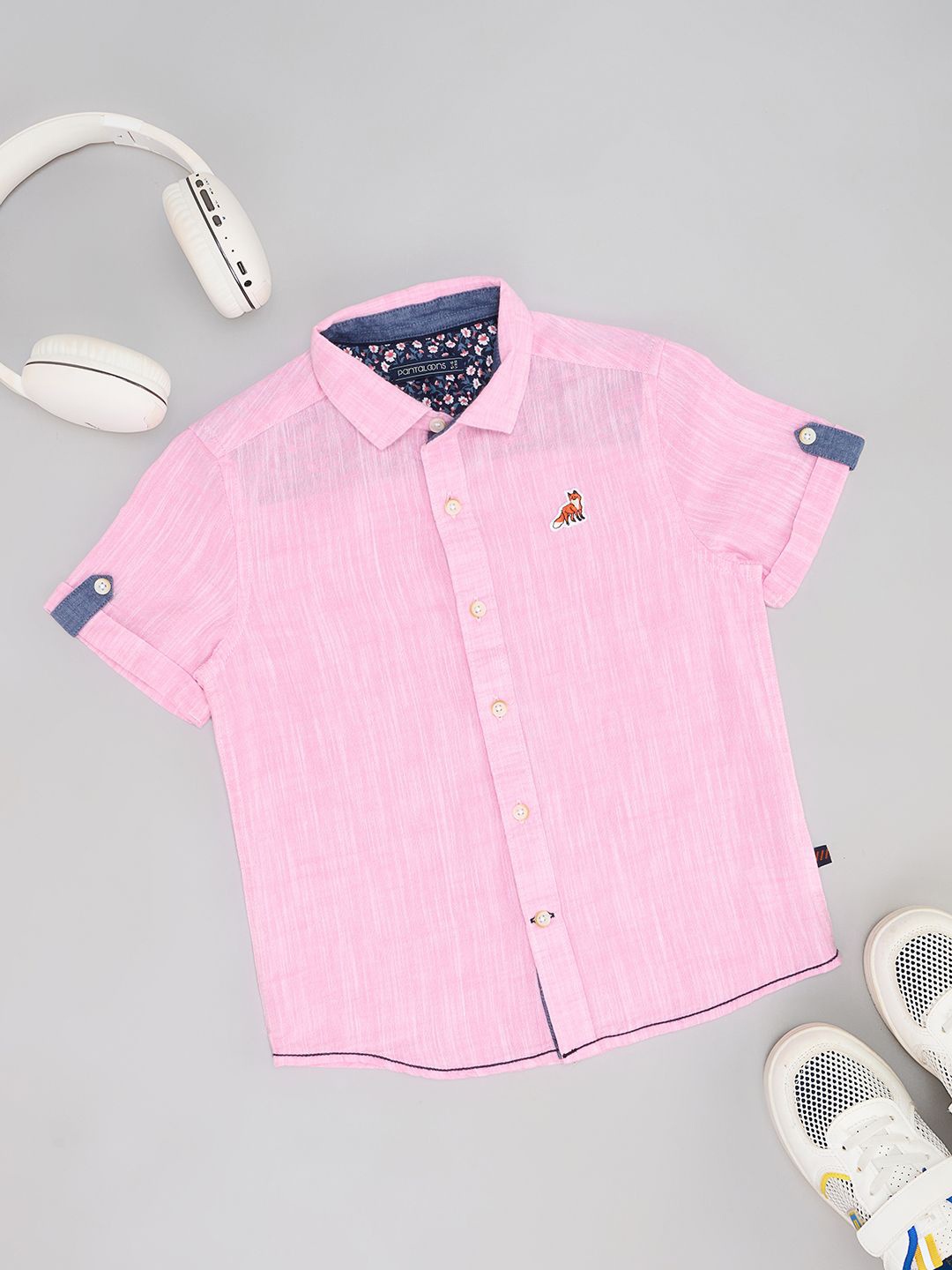 

Pantaloons Junior Boys Spread Collar Solid Cotton Casual Shirt, Pink