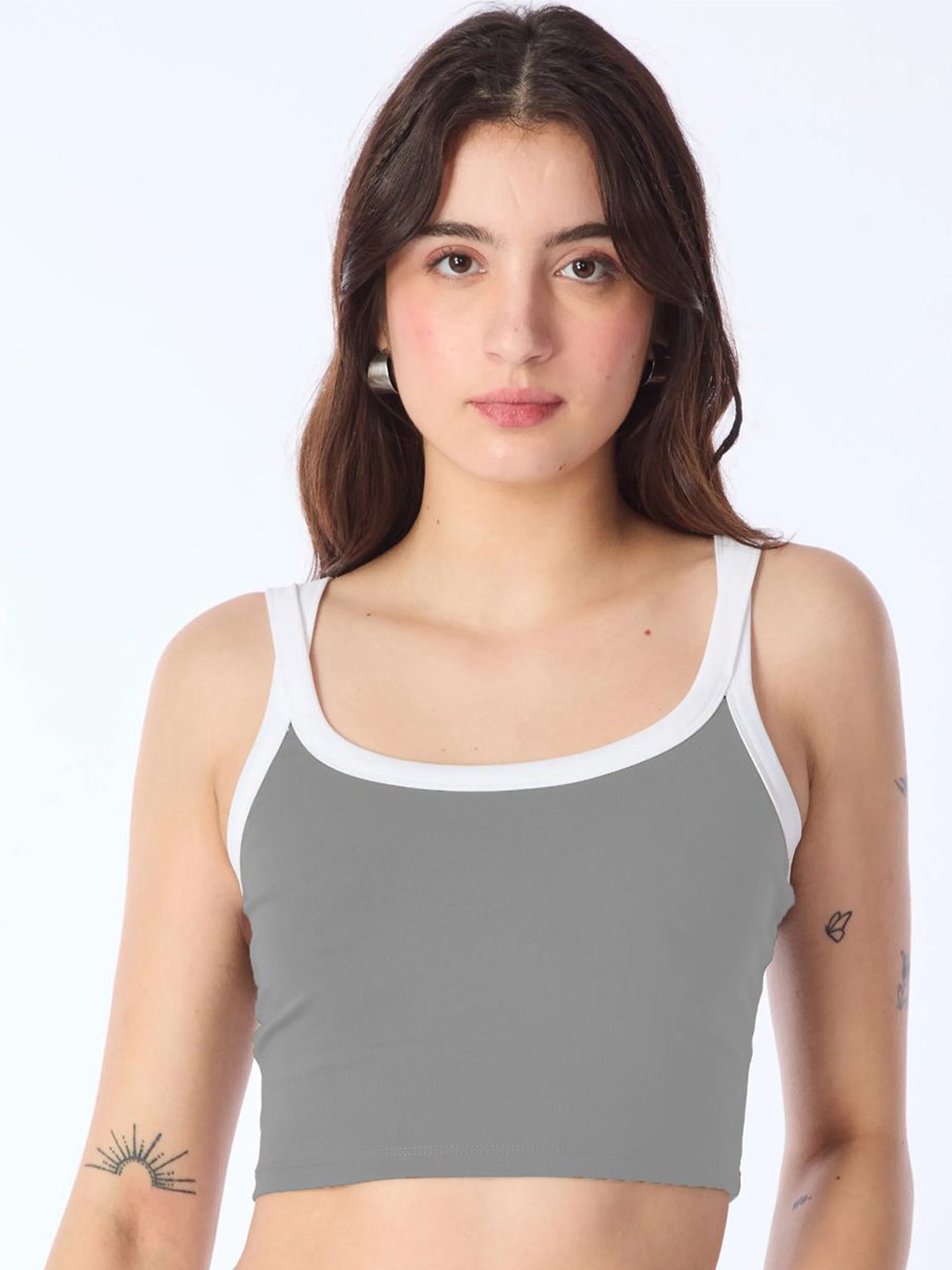 

Moda Rapido Women Solid Crop Top, Grey