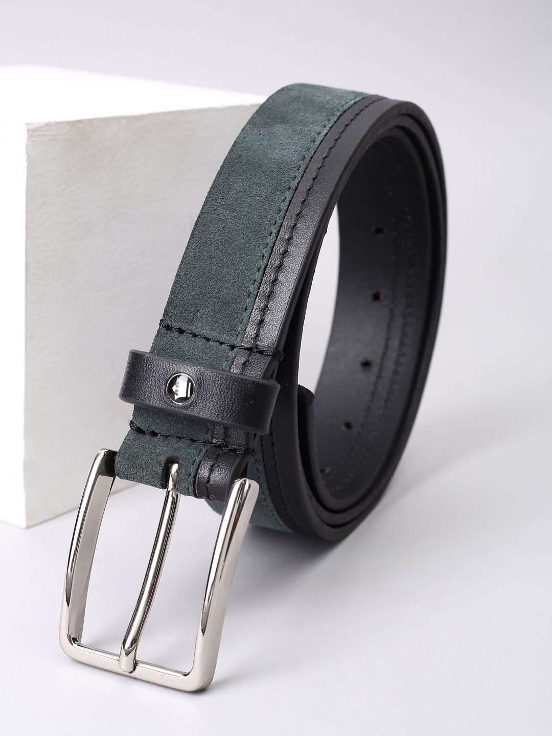 

Louis Philippe Sport Men Textured Leather Belt, Green