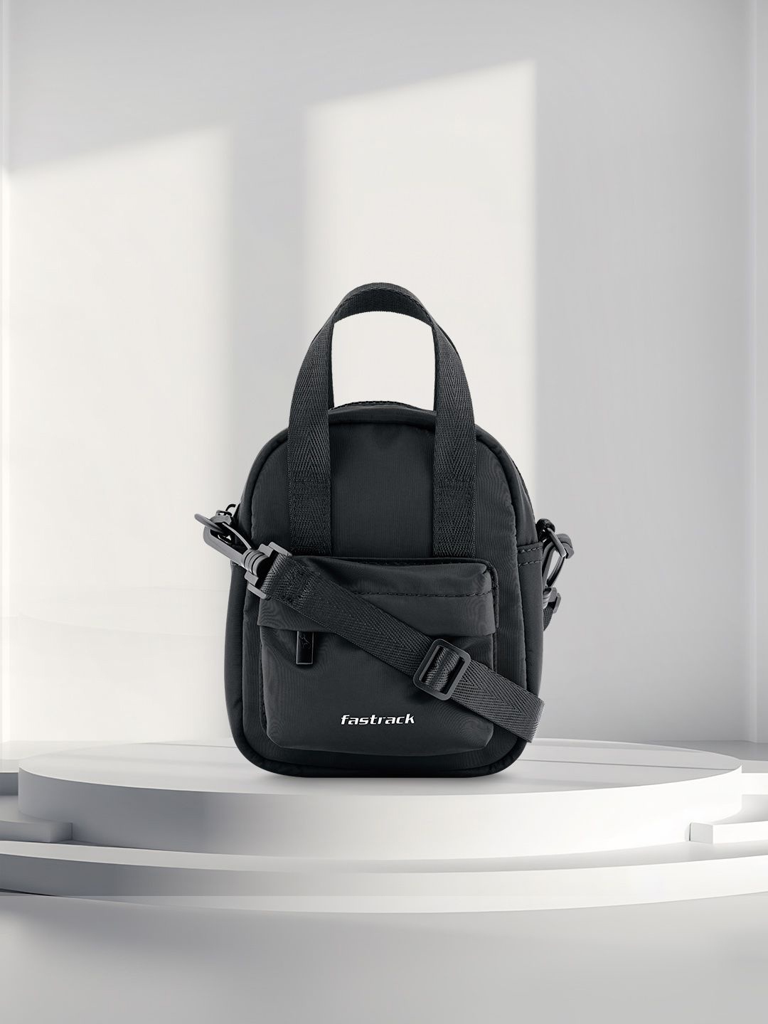 

Fastrack Structured Solid Sling Bag, Black
