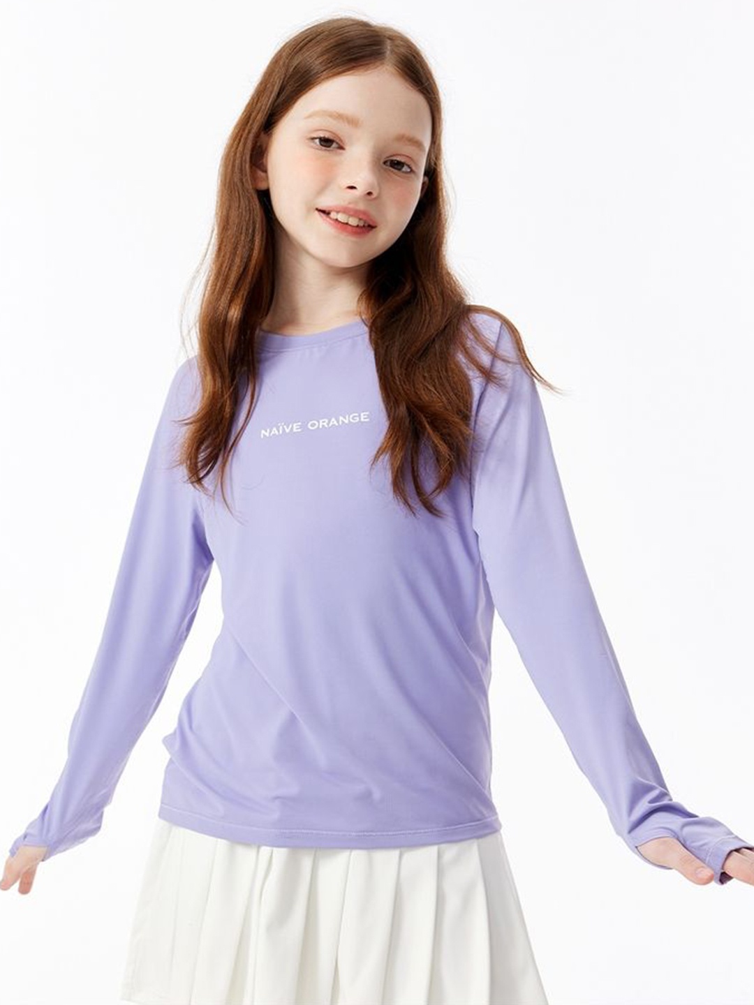 

LULU & SKY Girls Typography Printed Round Neck T-shirt, Purple