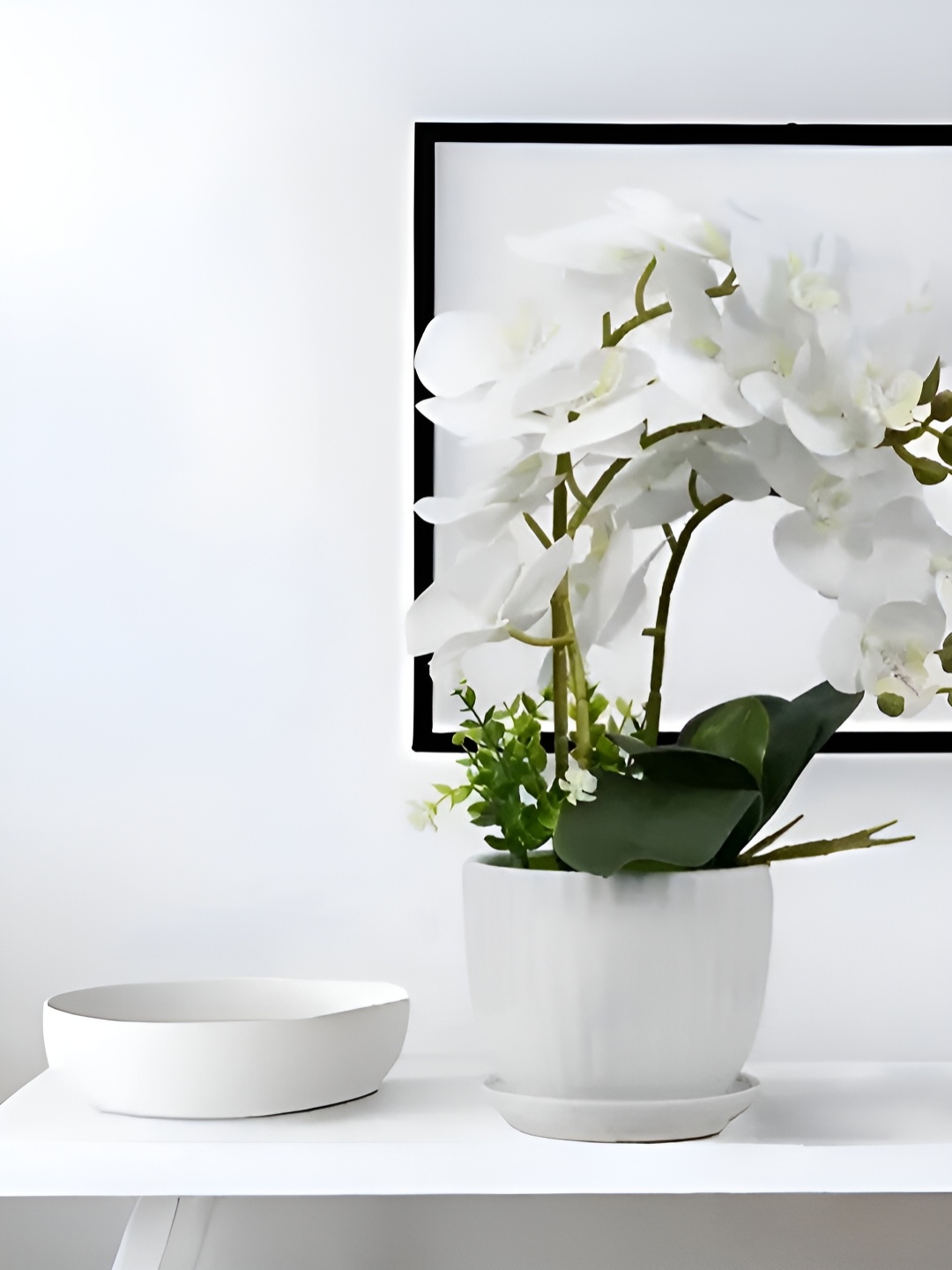 

Royaloak White Three Pieces Butterfly Orchid Artificial Flower With Pot