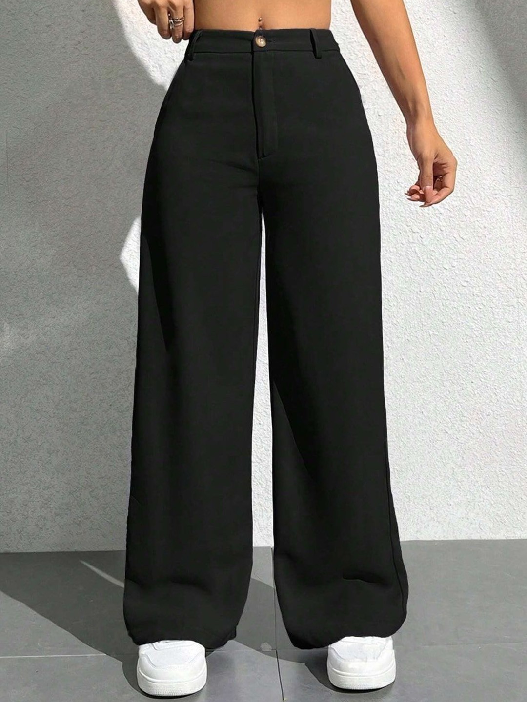 

BUY NEW TREND Women Comfort High-Rise Trousers, Black