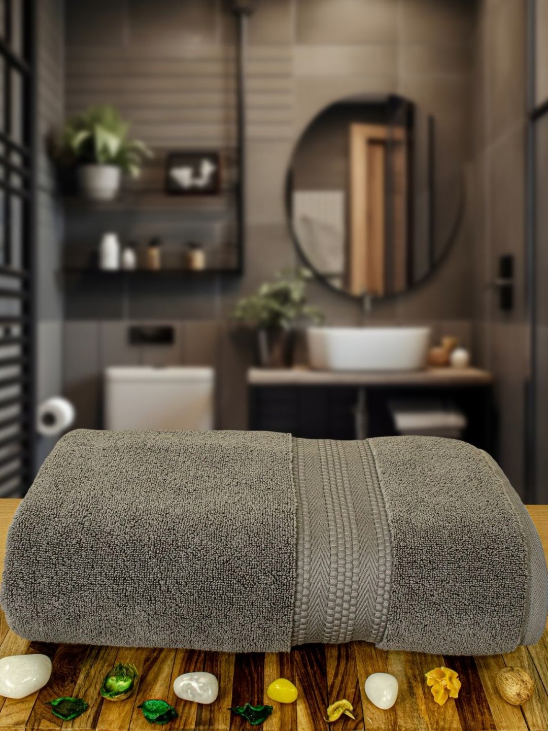 

Myntra Elegant Homes Grey 1 Cotton 600 GSM Bath Towel