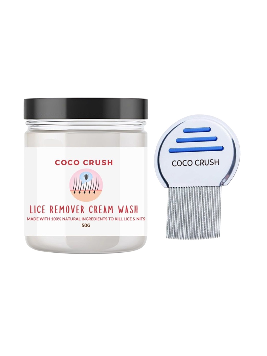 

Coco Crush Set Of 2 Lice Removal Hair Cream - 50 g & Comb, Transparent