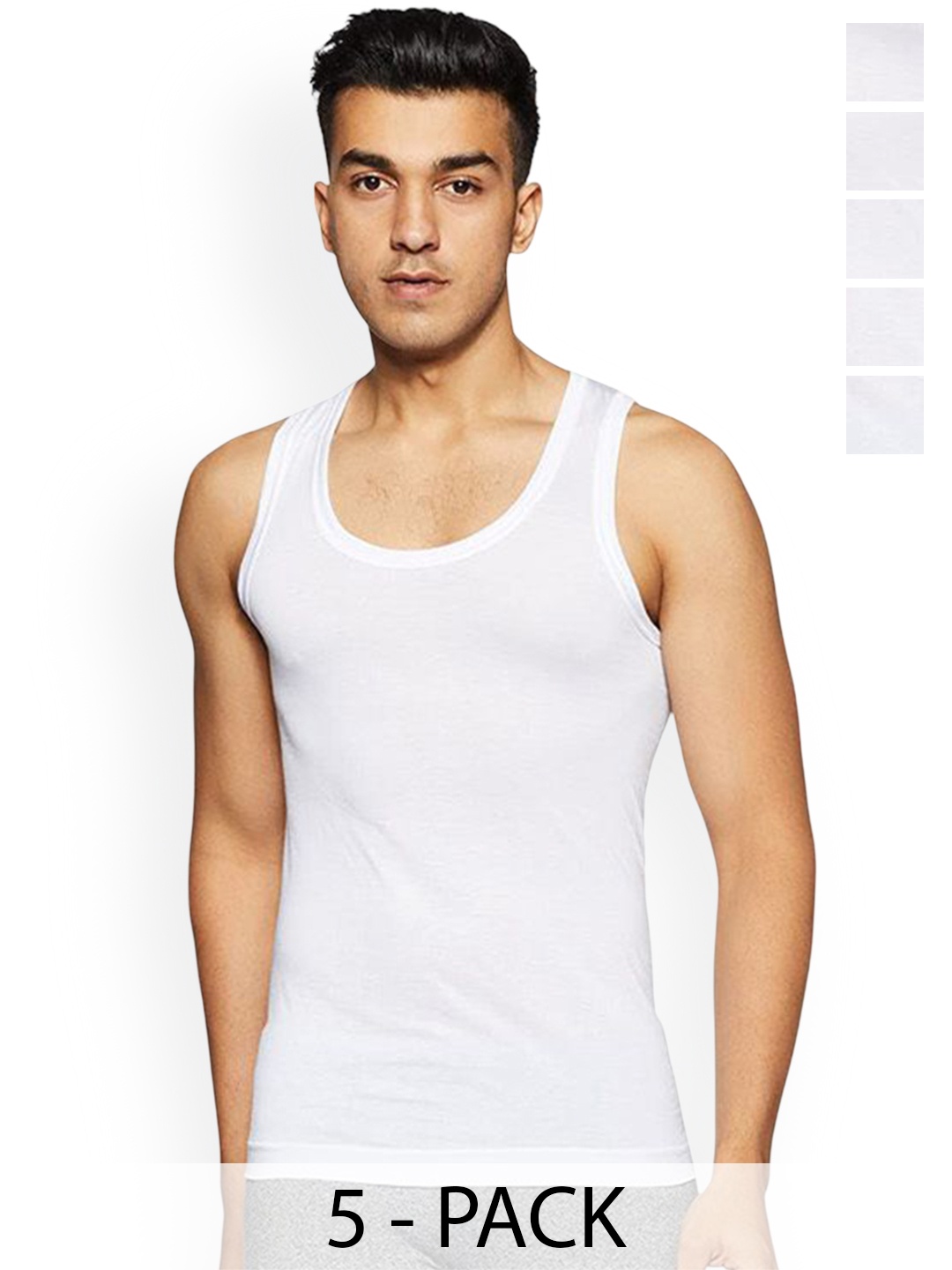 

Rupa Set Of 5 Cotton Undershirt Vests Frontline-Air-Whit-RN-5-95, White
