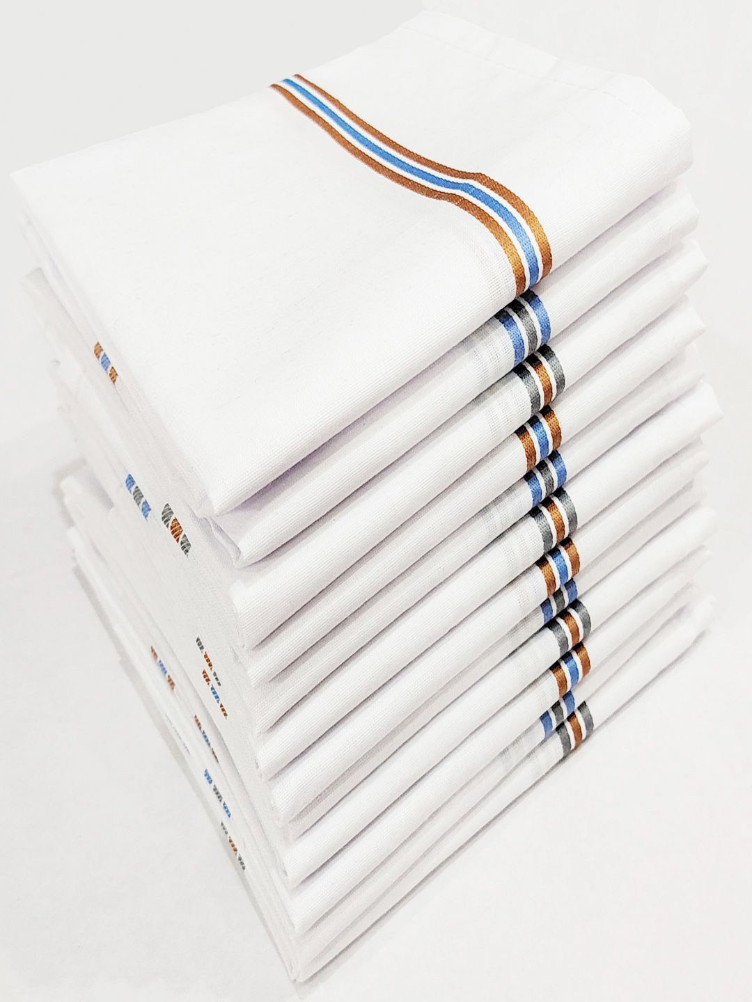 

StyFun Men Pack Of 12 Striped Cotton Handkerchiefs, White