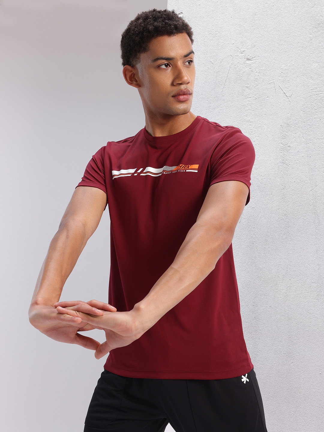 

HRX by Hrithik Roshan Printed Rapid-Dry Training T-shirt, Maroon