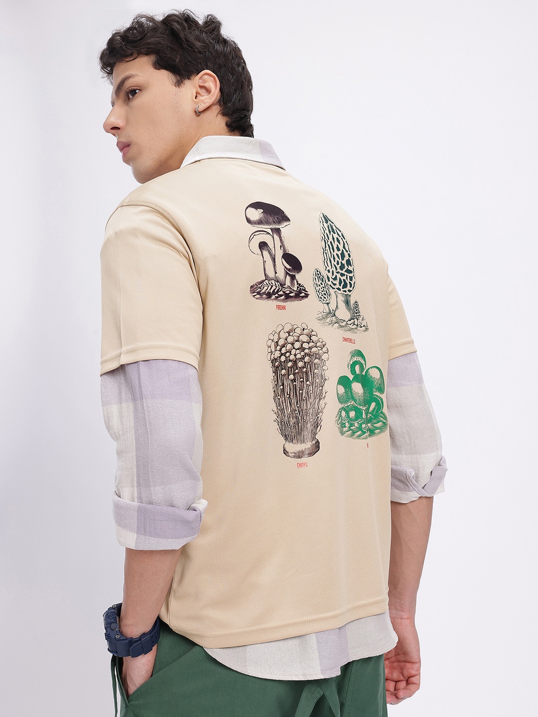 

glitchez Groovy Graphics Print Round-Neck T-shirt, Beige