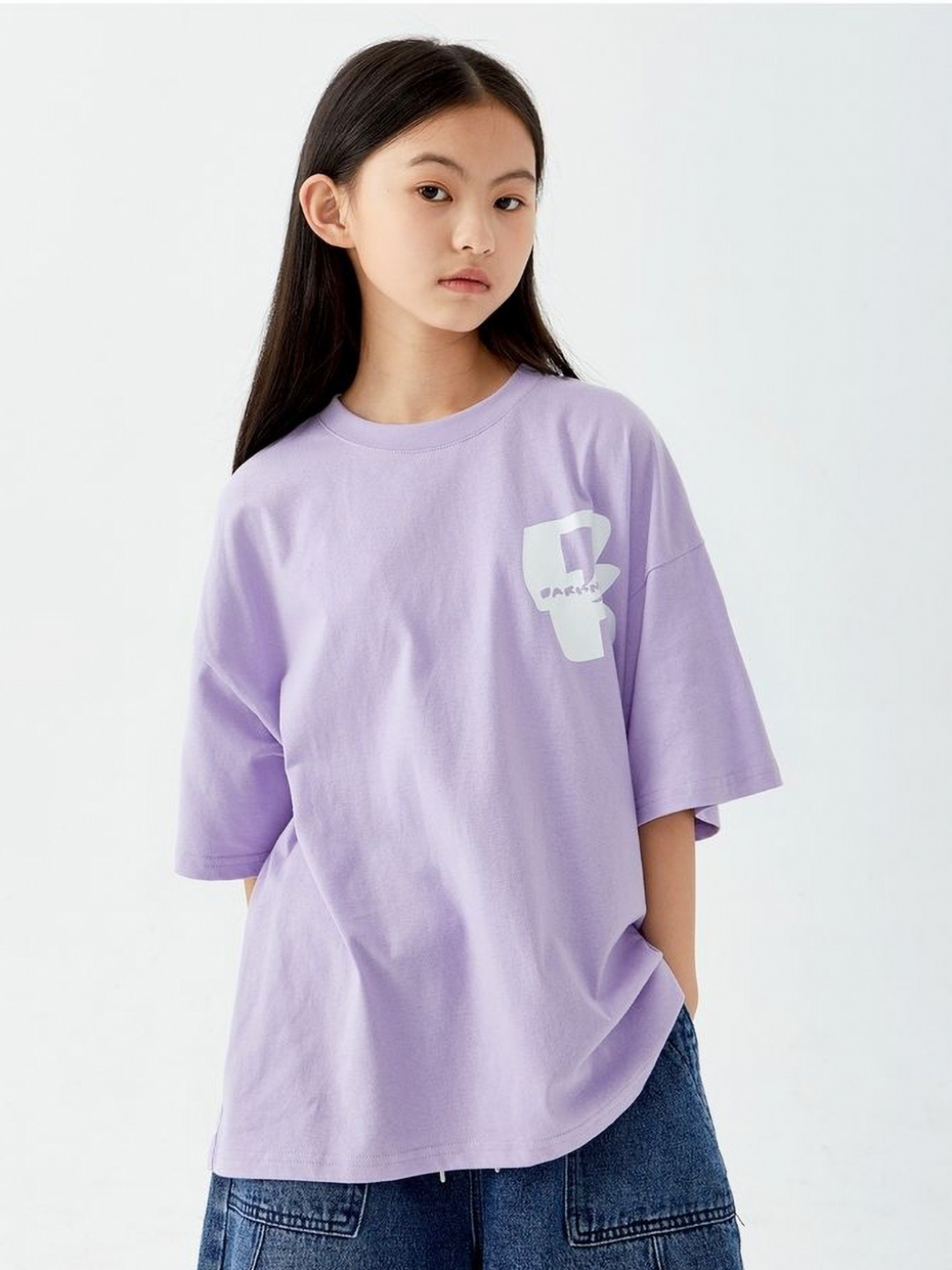 

LULU & SKY Girls Typography Printed Round Neck Cotton Oversized T-shirt, Purple