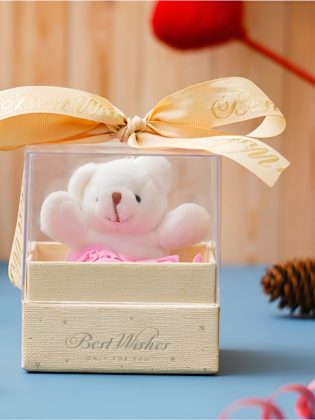 

eCraftIndia Roses and Cute Teddy Bear Valentine Gift, White