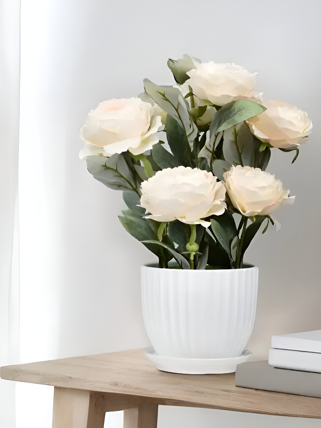 

Royaloak Champagne Peony Artificial Flower With Pot