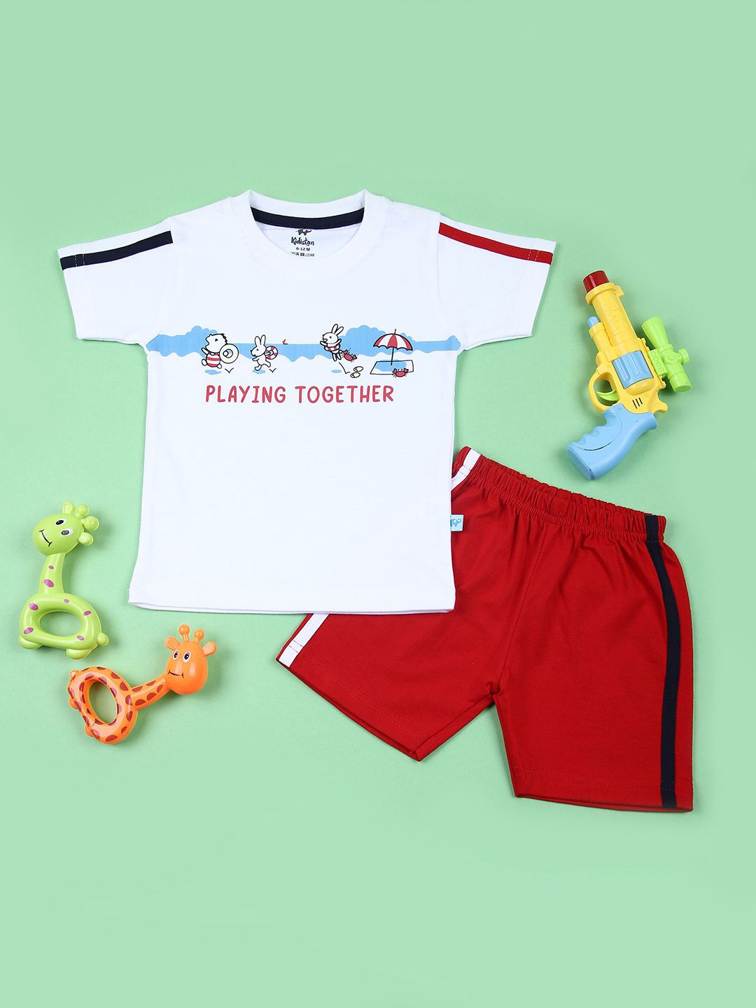 

V-Mart Infant Boys Printed T-shirt With Shorts, White